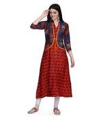 Red printed cotton ethnic-kurtis