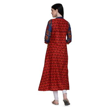 Red printed cotton ethnic-kurtis 2