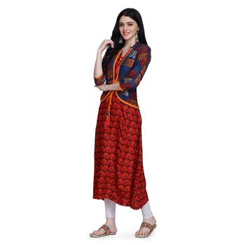 Red printed cotton ethnic-kurtis 3