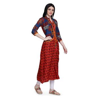 Red printed cotton ethnic-kurtis 4