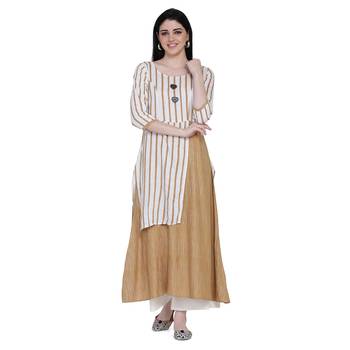 Beige printed rayon ethnic-kurtis 1