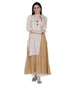 Beige printed rayon ethnic-kurtis