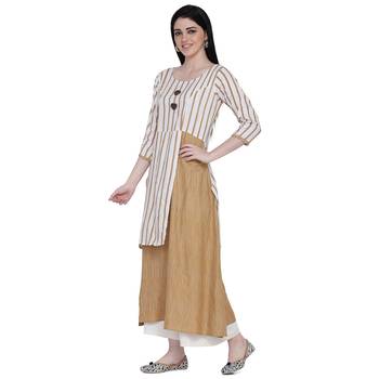 Beige printed rayon ethnic-kurtis 3