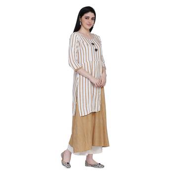 Beige printed rayon ethnic-kurtis 4