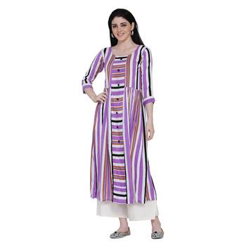 Purple printed rayon ethnic-kurtis 1