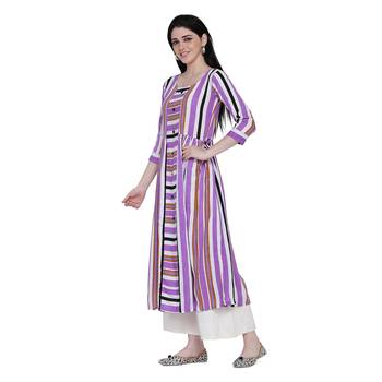Purple printed rayon ethnic-kurtis 3
