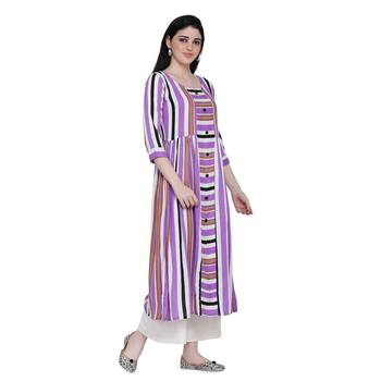 Purple printed rayon ethnic-kurtis 4