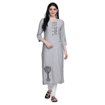 Grey printed rayon ethnic-kurtis 1