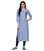 Purple printed rayon ethnic-kurtis