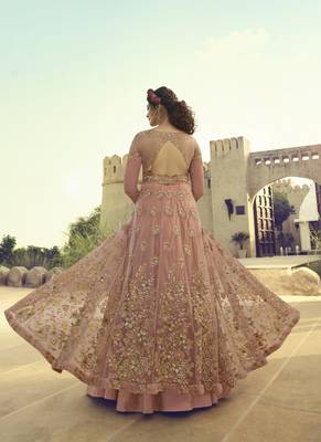 Pink embroidered net salwar 2