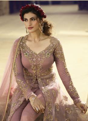Pink embroidered net salwar 3