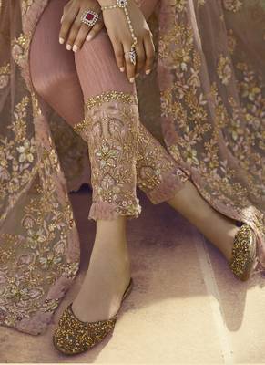Pink embroidered net salwar 4