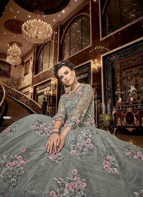 Grey embroidered net salwar 3