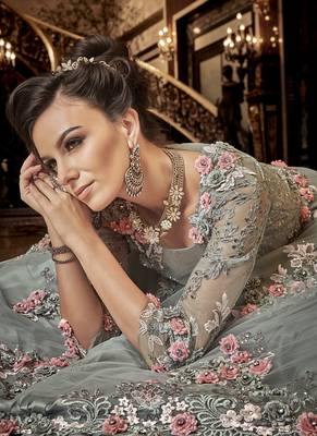 Grey embroidered net salwar 4