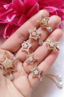 Silver american diamonds jewellery-combo