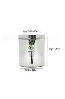 coconut Stainless Steel Container/Storage/Deep Dabba - 1 Qty - Diameter - 12 cm - Capacity (750 ML)
