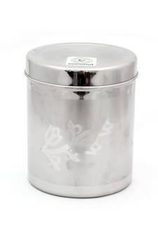 coconut Stainless Steel Floral Deep Dabba/Container/Storage/Utility Box - Pack of 1 - Capacity 1000ML - Diameter - 13 cm