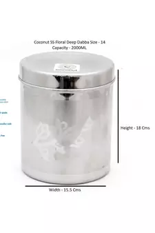 coconut Stainless Steel Deep Container - 2000 ml, 1 Pieces, Silver