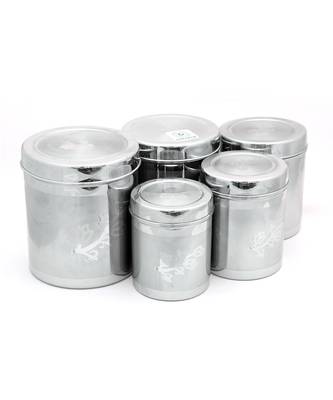 coconut Stainless Steel Floral Deep Dabba/Container - Pack of 5 (1000 ML, 1250 ML, 1500 ML, 1750 ML,& 2000 ML) 1