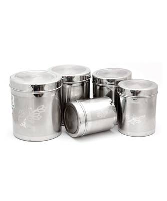 coconut Stainless Steel Floral Deep Dabba/Container - Pack of 5 (1000 ML, 1250 ML, 1500 ML, 1750 ML,& 2000 ML) 2