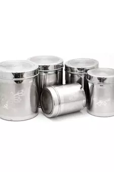 coconut Stainless Steel Floral Deep Dabba/Container - Pack of 5 (1000 ML, 1250 ML, 1500 ML, 1750 ML,& 2000 ML)