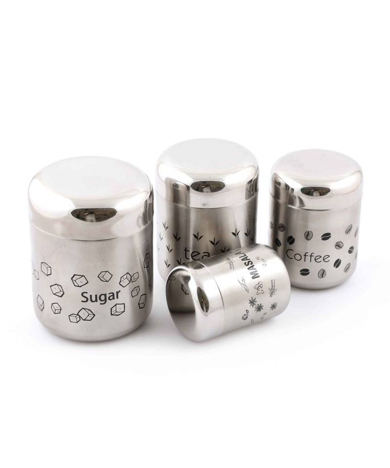 coconut Stainless Steel Container Set, 4-Pieces, Silver (Coconut TCS Matt - 4 pc Set)