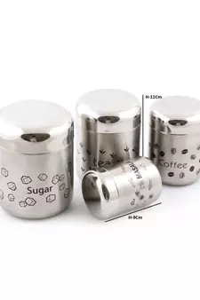 coconut Stainless Steel Container Set, 4-Pieces, Silver (Coconut TCS Matt - 4 pc Set)