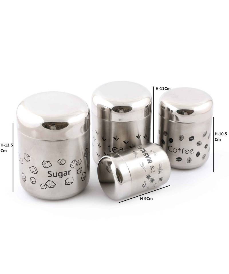 coconut Stainless Steel Container Set, 4-Pieces, Silver (Coconut TCS Matt - 4 pc Set)