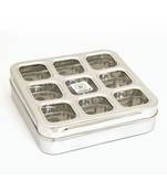 coconut Stainless Steel Masala Box -Square Cubic See thru Lid - Spice box - Condiment box - 9 partition