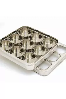 coconut Stainless Steel Masala Box -Square Cubic See thru Lid - Spice box - Condiment box - 9 partition