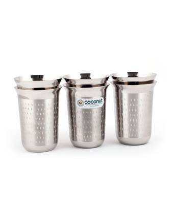 coconut Stainless Steel Shower Glasses - 6pc (250 ML Each) 1