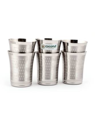 coconut Stainless Steel Shower Glasses - 6pc (Capacity -320ML Each) 2