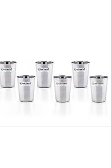 coconut Stainless Steel Glasses - Set of 6 (200 ML Each)