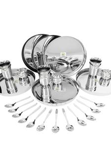 coconut Stainless Steel (Heavy Guage) Joy Dinner Set/Dinnerware & Serveware - 30 Piece