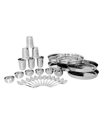 coconut Stainless Steel Mirror Finish (Heavy Guage) Compact Dinner Set/Dinnerware & Serveware - 18 Pc 1