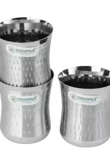 coconut Stainless Steel Mirror Finish (Heavy Guage) Compact Dinner Set/Dinnerware & Serveware - 18 Pc