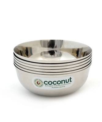 Coconut Stainless Steel Chaliya Bowl/Vati/Katori - Set of 6 - Diamater - 10 cm -Capacity Each Bowl 250ML 3