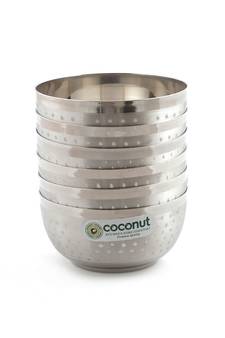Coconut Stainless Steel Shower Sqaure Apple Bowl/Vati/Katori - Set of 6 (9 cm Diameter) - Capacity -250ML