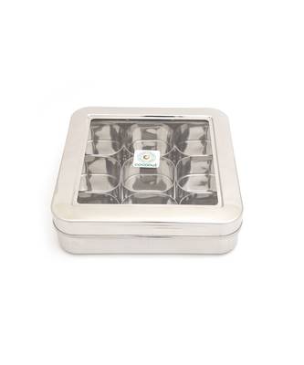 Square Masala Box/Spice Container/C Thru Masala Box with 9 Bowls 1