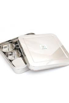 Square Masala Box/Spice Container/SS Lid Masala Box with 9 Bowls
