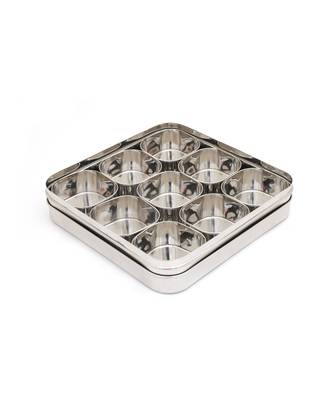 Square Masala Box/Spice Container/SS Lid Masala Box with 9 Bowls 2