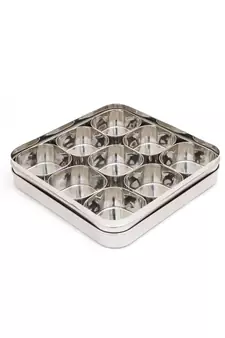 Square Masala Box/Spice Container/SS Lid Masala Box with 9 Bowls