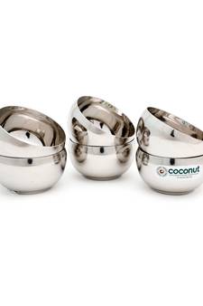 Combo C4 Square Apple Bowl/Vati & H7 Aqua Halwa Plate,Desert Bowls and Serving Plates- Pack of 12 (6 Pc Each)