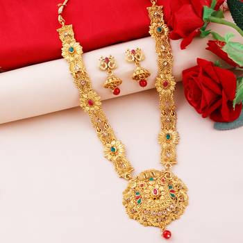 Gold Plated Traditional Designer Necklace Jewellery Set For Women 3