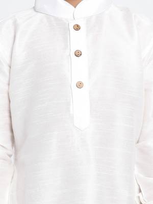 White Self Design Silk Blend -Dhoti-Kurta 3