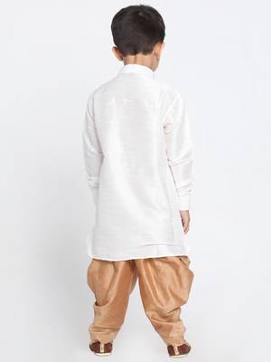 White Self Design Silk Blend -Dhoti-Kurta 4