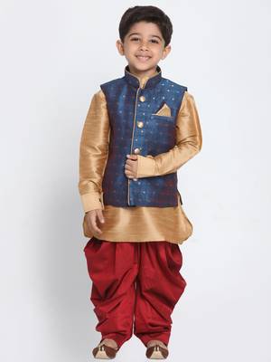 Gold Printed Silk Blend -Dhoti-Kurta 1