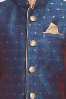 Gold Printed Silk Blend -Dhoti-Kurta