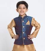 Blue printed silk blend boys-blazer