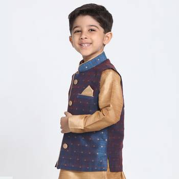 Blue printed silk blend boys-blazer 2